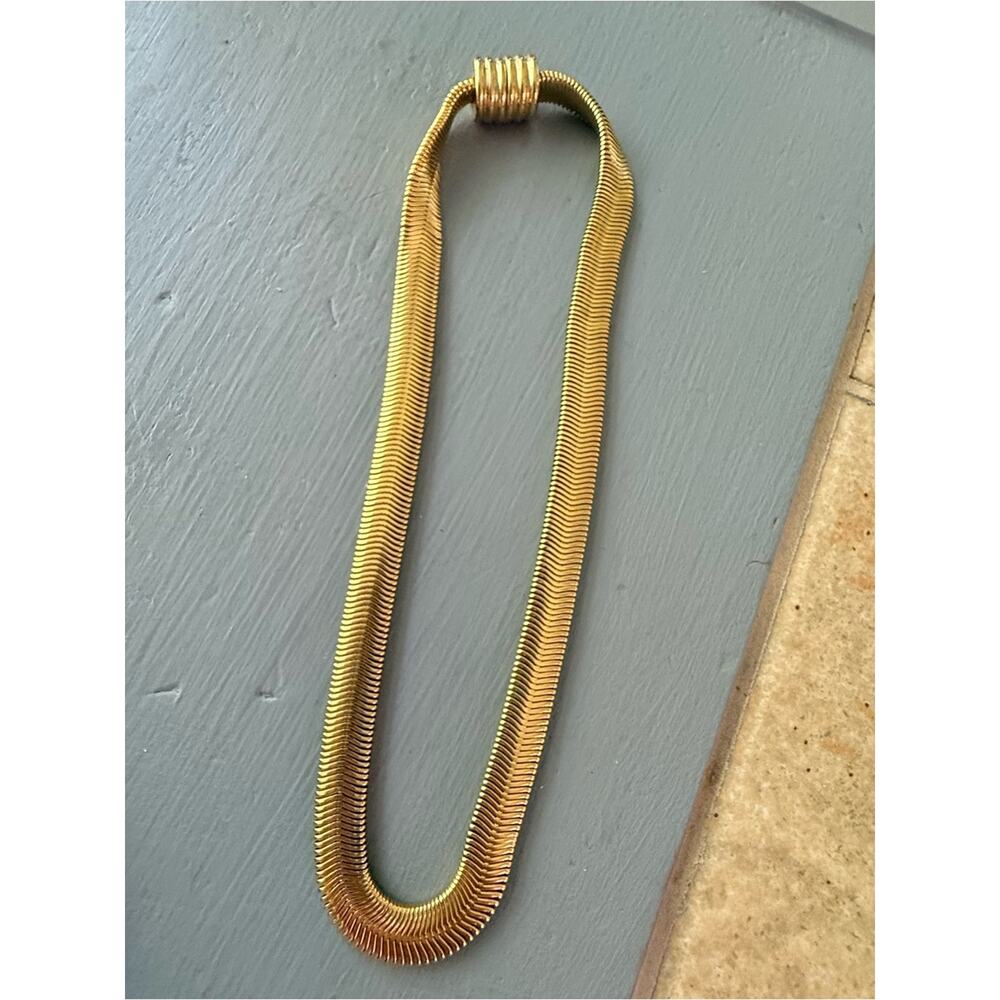 Gold Tone Snake Link Choker Necklace - Picture 6 of 8